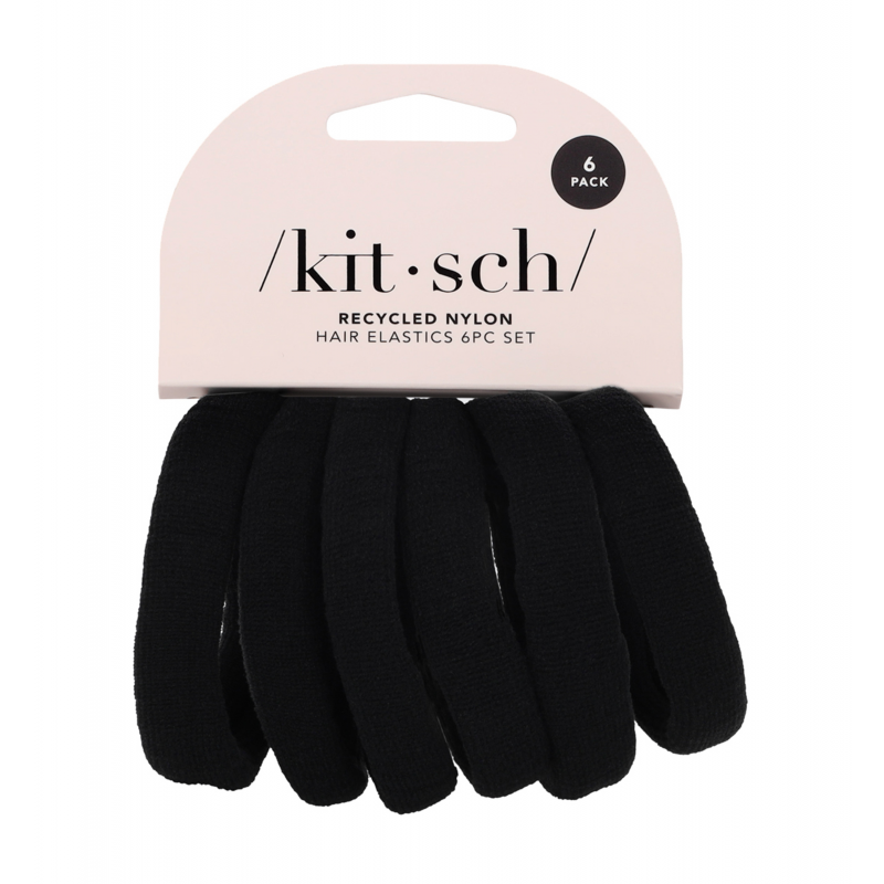 Set di 6 elastici grandi in nylon riciclato, nero